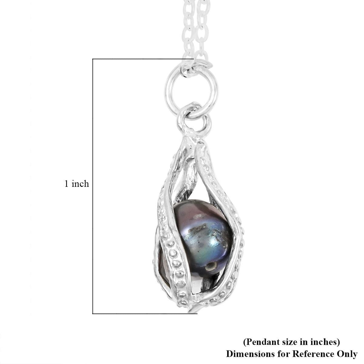 2 Piece Set - Freshwater Black Pearl Pearl Earrings and Pendant Necklace 18 Inches in Silvertone image number 5