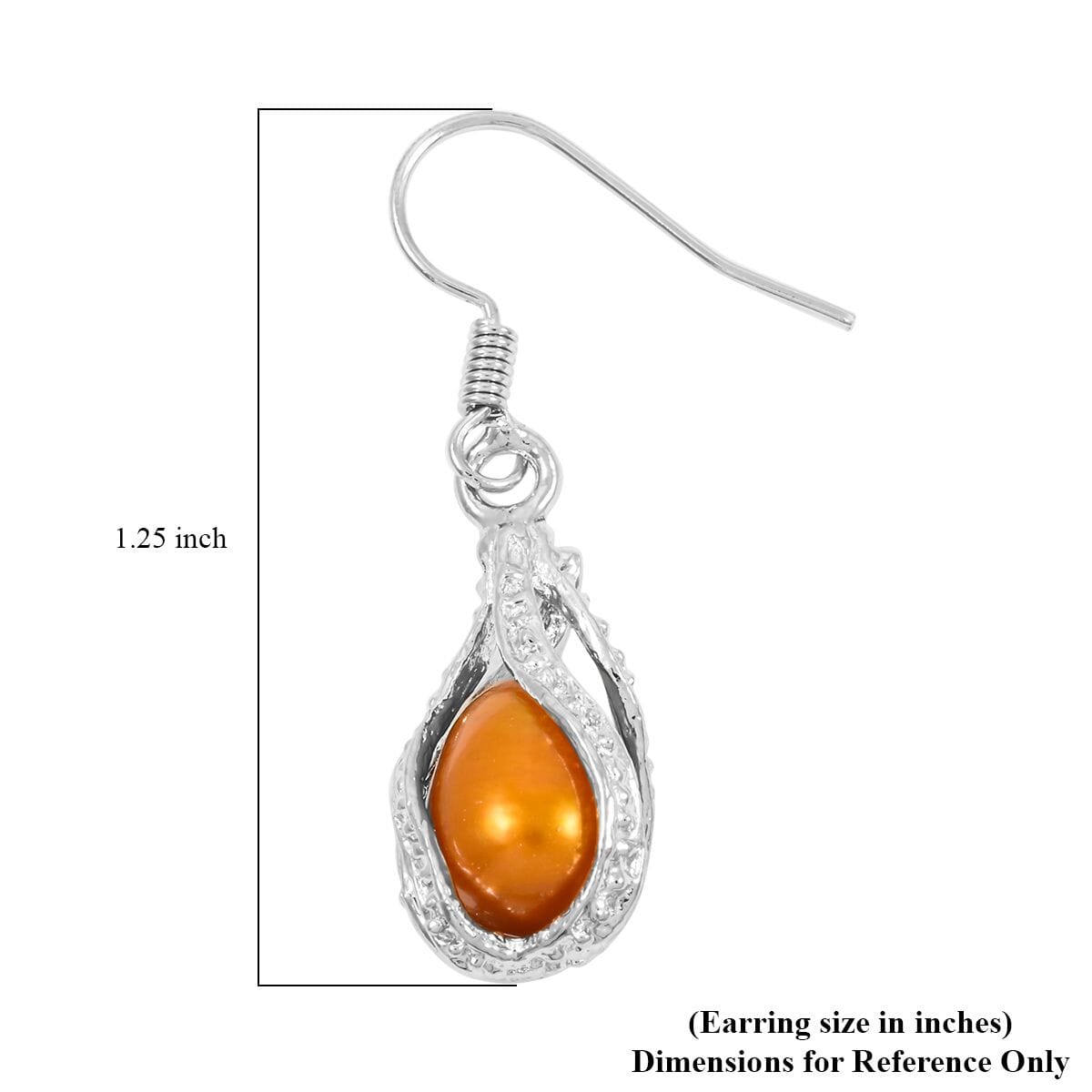 2 Piece Set - Freshwater Gold Pearl Earrings and Pendant Necklace 18 Inches in Silvertone image number 7