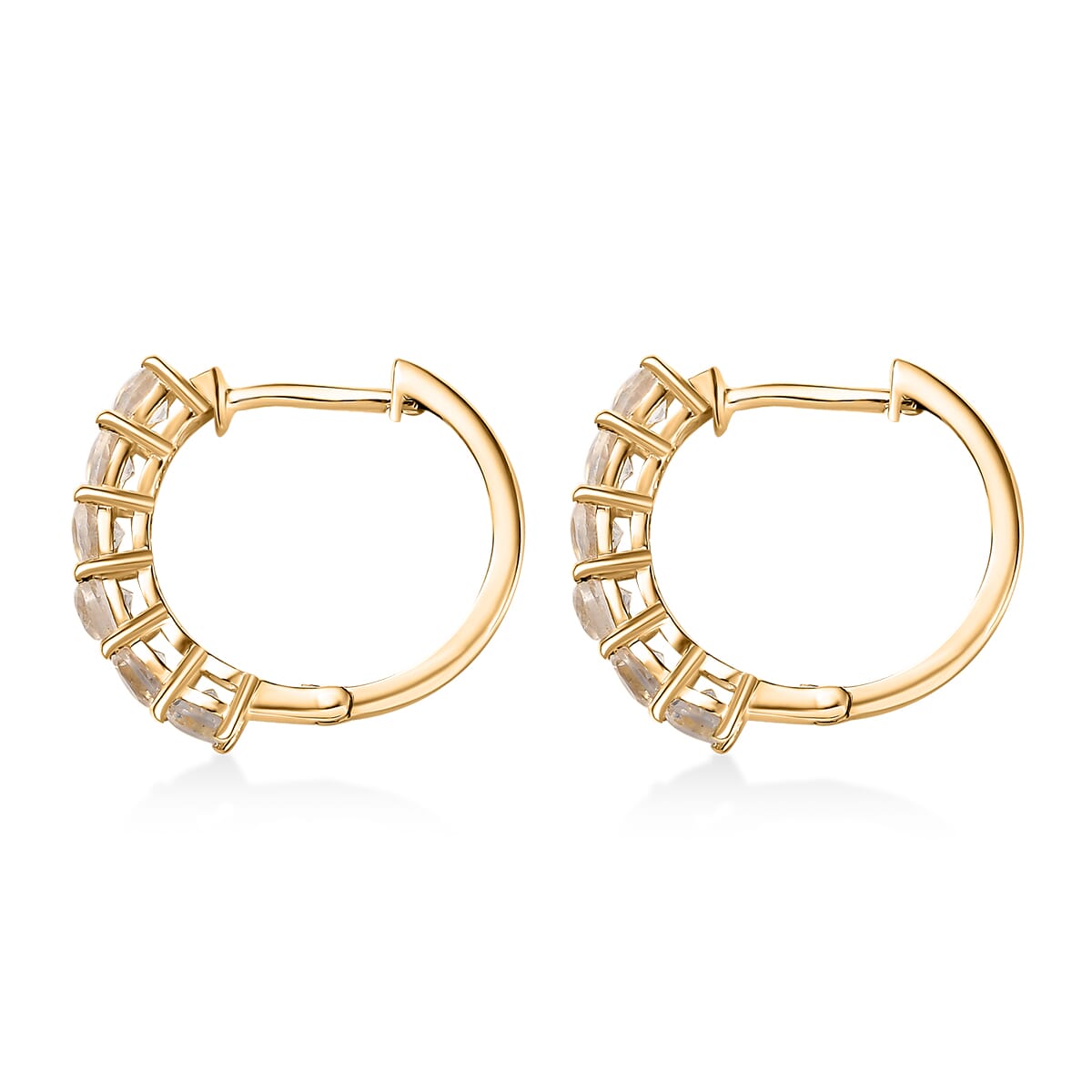 D'Joy Moon Glow Moonstone 3.25 ctw Aurora Glow Galaxy Hoop Earrings and Ring in 18K Vermeil Yellow Gold Over Sterling Silver (Size 5)  image number 7
