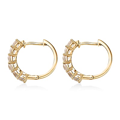 D'Joy Moon Glow Moonstone 3.25 ctw Aurora Glow Galaxy Hoop Earrings and Ring in 18K Vermeil Yellow Gold Over Sterling Silver (Size 5) 