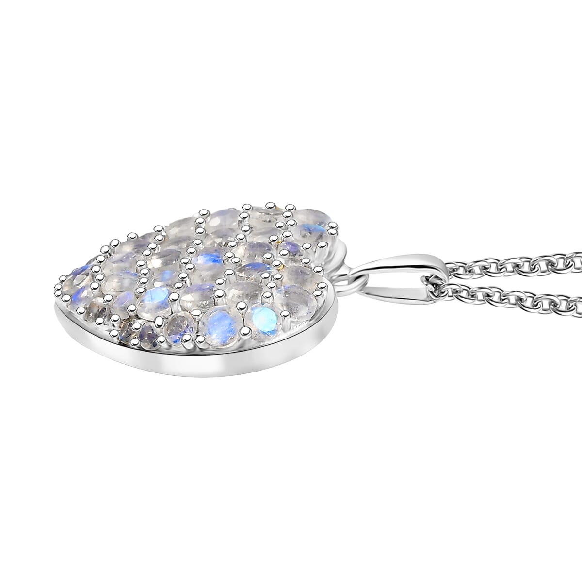 Ever True Moon Glow Moonstone 3.65 ctw Aurora Heart Pendant in Platinum Bond with Stainless Steel Chain 20 Inches image number 3