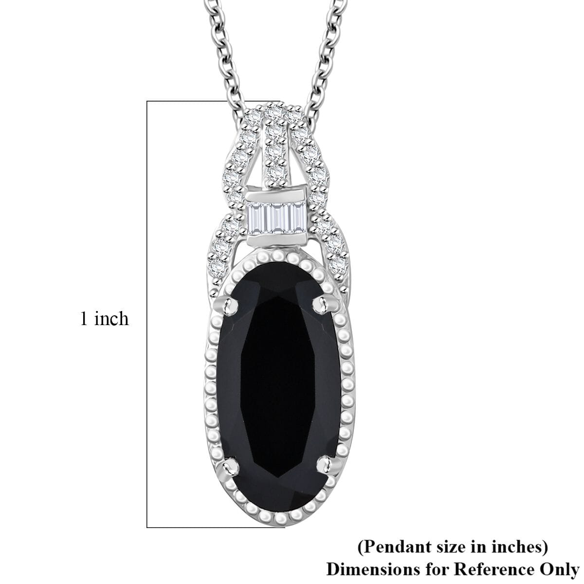 Karis Thai Black Spinel and White Zircon 4.35 ctw Midnight Majesty Pendant in Platinum Bond with Stainless Steel Necklace 20 Inches image number 5