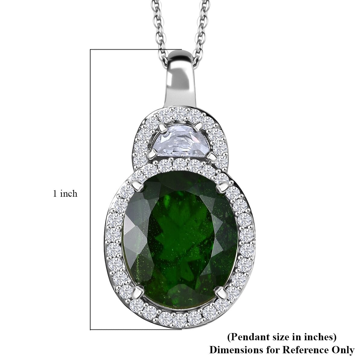 D'Joy Premium Chrome Diopside and Moissanite 5.65 ctw Pendant Necklace in Rhodium Over Sterling Silver 20 Inches image number 6