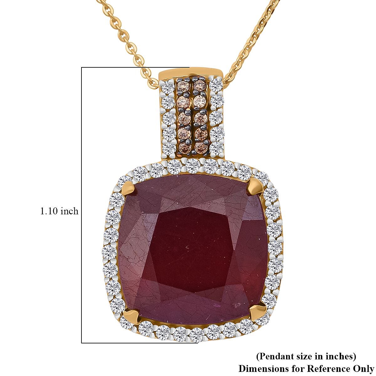 Premium Niassa Ruby (FF) and Multi Gemstone 22.60 ctw Royal Reflection Pendant Necklace in 18K Vermeil Yellow Gold Over Sterling Silver 20 Inches