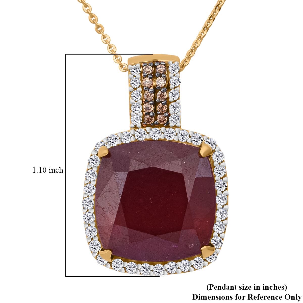 Premium Niassa Ruby (FF) and Multi Gemstone 22.60 ctw Royal Reflection Pendant Necklace in 18K Vermeil Yellow Gold Over Sterling Silver 20 Inches image number 6