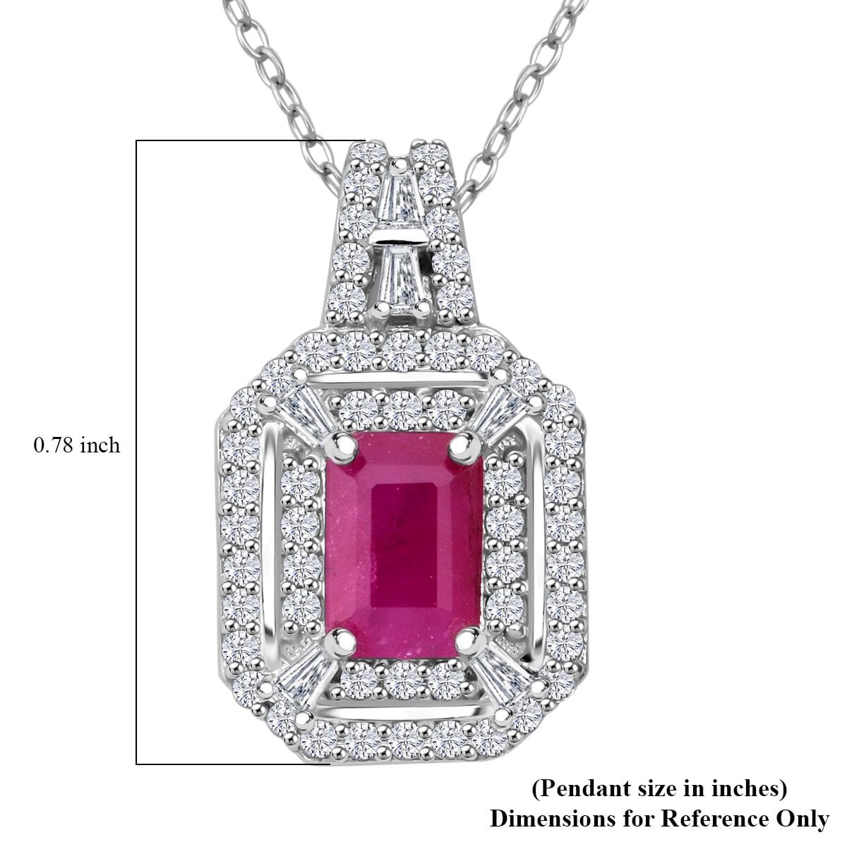 D'Joy AAA Royal Ruby and Moissanite 1.75 ctw Imperial Radiance Pendant Necklace in Rhodium Over Sterling Silver 20 Inches image number 6