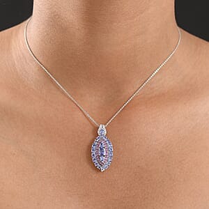  D'Joy Tanzanite and Multi Gemstone 3.85 ctw Pendant Necklace in Rhodium Over Sterling 20 Inches