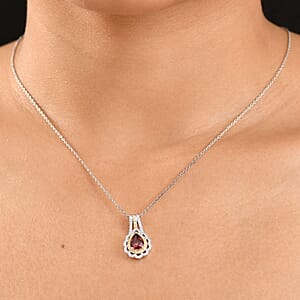 Luxoro AAA Morro Redondo Pink Tourmaline, I2 Natural Yellow and White Diamond 1.40 ctw Blushfire Pendant Necklace in 10K White Gold 18 Inches
