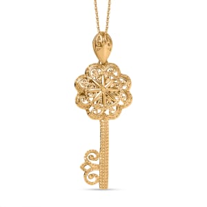 D'Joy Passport to Turkey Art of Key Pendant Necklace in 18K Vermeil Yellow Gold Over Sterling Silver 5.30 Grams 20 Inches