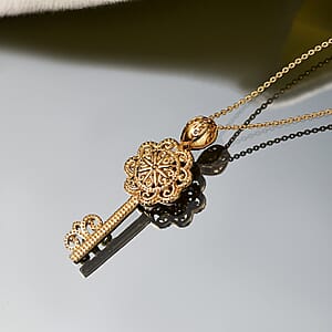 D'Joy Passport to Turkey Art of Key Pendant Necklace in 18K Vermeil Yellow Gold Over Sterling Silver 5.30 Grams 20 Inches