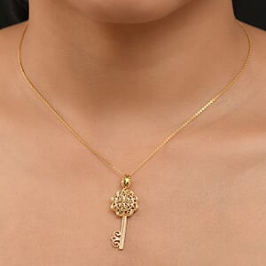 D'Joy Passport to Turkey Art of Key Pendant Necklace in 18K Vermeil Yellow Gold Over Sterling Silver 5.30 Grams 20 Inches