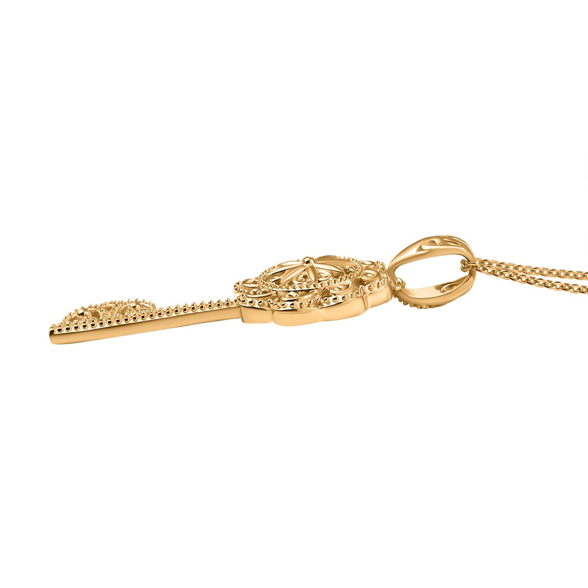 D'Joy Passport to Turkey Art of Key Pendant Necklace in 18K Vermeil Yellow Gold Over Sterling Silver 5.30 Grams 20 Inches image number 3