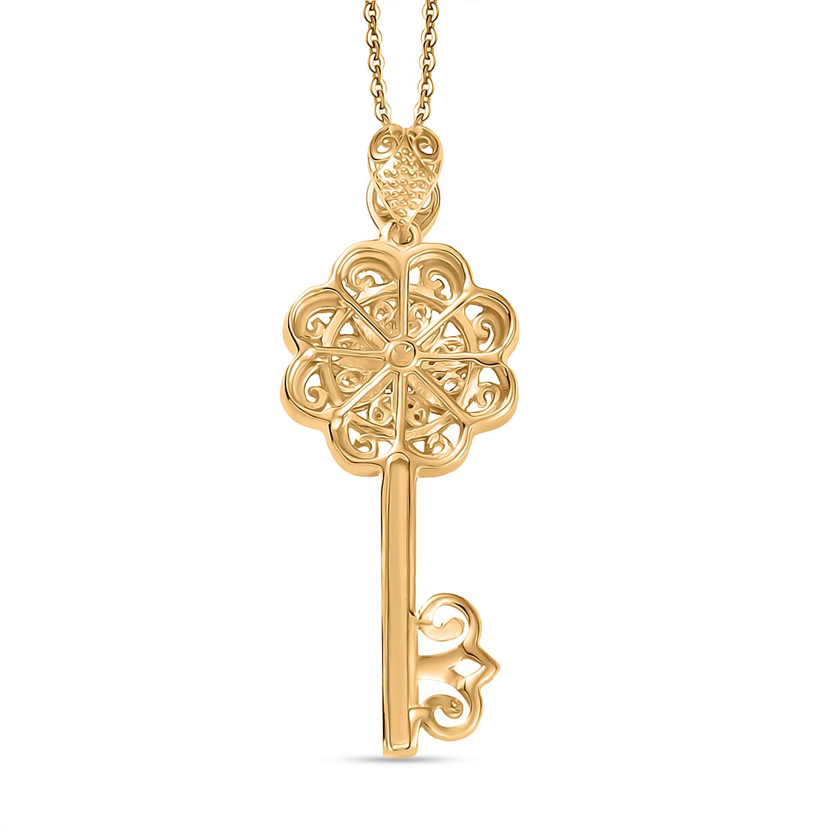 D'Joy Passport to Turkey Art of Key Pendant Necklace in 18K Vermeil Yellow Gold Over Sterling Silver 5.30 Grams 20 Inches