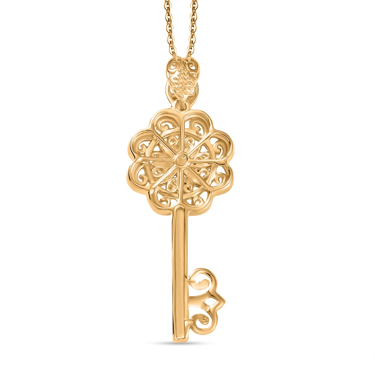 D'Joy Passport to Turkey Art of Key Pendant Necklace in 18K Vermeil Yellow Gold Over Sterling Silver 5.30 Grams 20 Inches image number 4