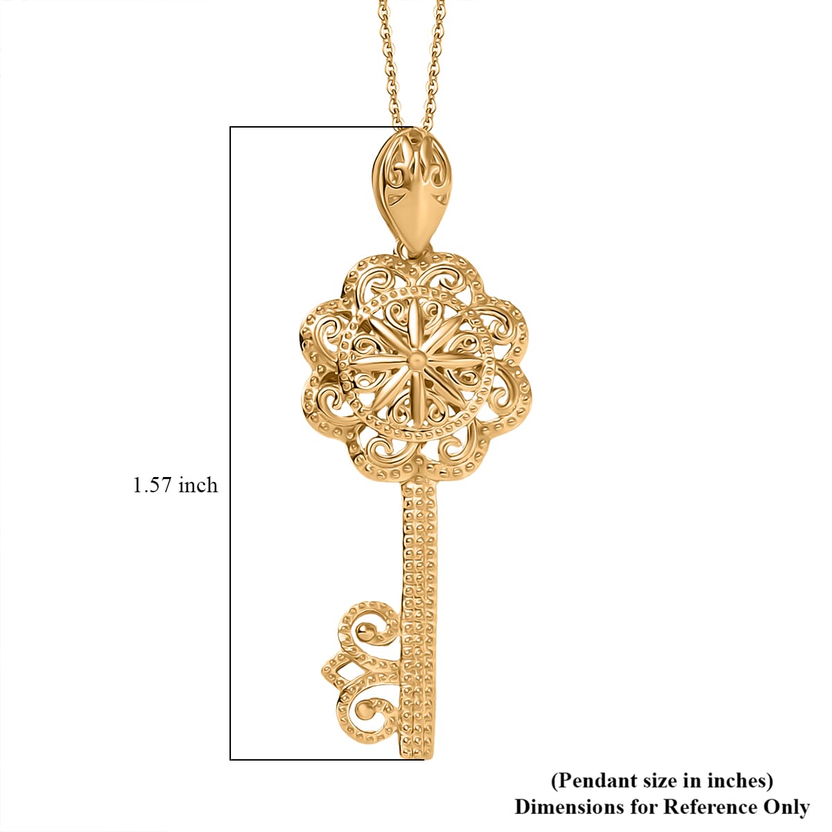 D'Joy Passport to Turkey Art of Key Pendant Necklace in 18K Vermeil Yellow Gold Over Sterling Silver 5.30 Grams 20 Inches image number 5