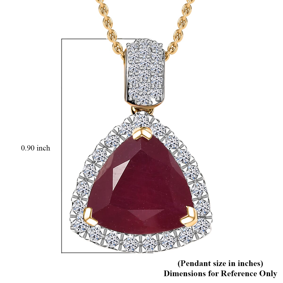 Certified and Appraised Luxuriant Diamond 10K Yellow Gold  AAA  Niassa Ruby(6.44 ct) , Lab Grown Diamond Necklace, Gold Wt 2.23 g, 7.10 ctw image number 5