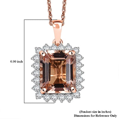 Certified & Appraised Luxoro AAA Marropino Morganite and G-H I2 Diamond 6.40 ctw Pendant Necklace in 10K Rose Gold 20 Inches