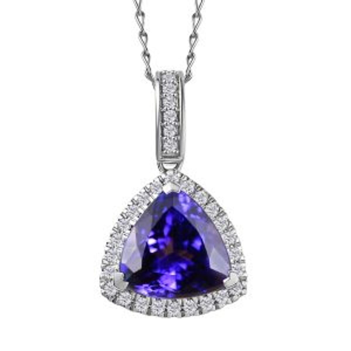 Certified & Appraised Rhapsody AAAA Tanzanite and E-F VS Diamond 4.16 ctw Pendant Necklace in 950 Platinum (20 Inches) (Del. in 10-15 Days) image number 0