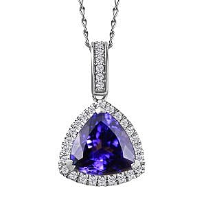 Certified & Appraised Rhapsody AAAA Tanzanite and E-F VS Diamond 4.16 ctw Pendant Necklace in 950 Platinum (20 Inches) (Del. in 10-15 Days)