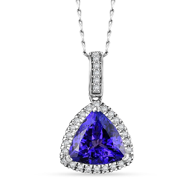 Certified & Appraised Rhapsody AAAA Tanzanite and E-F VS Diamond 4.16 ctw Pendant Necklace in 950 Platinum (20 Inches)