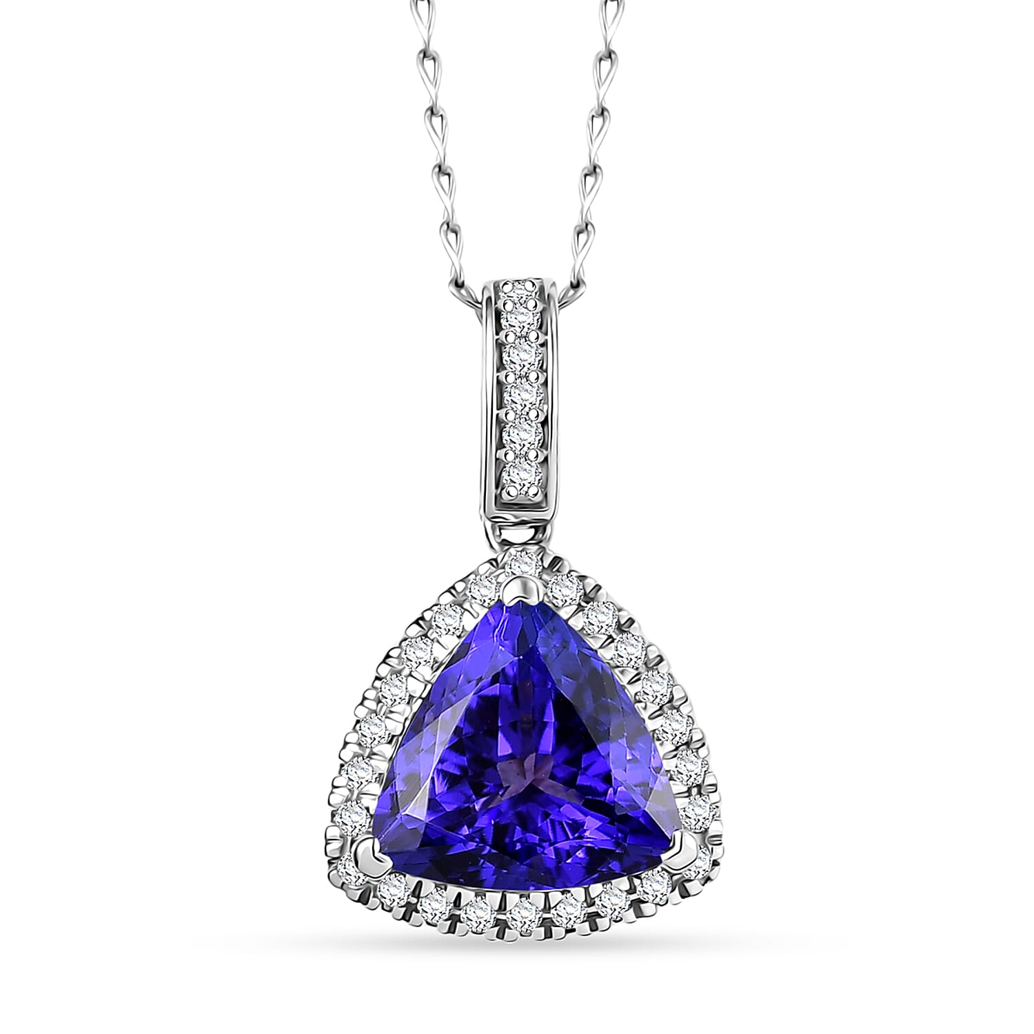 Certified & Appraised Rhapsody AAAA Tanzanite and E-F VS Diamond 4.16 ctw Pendant Necklace in 950 Platinum (20 Inches) (Del. in