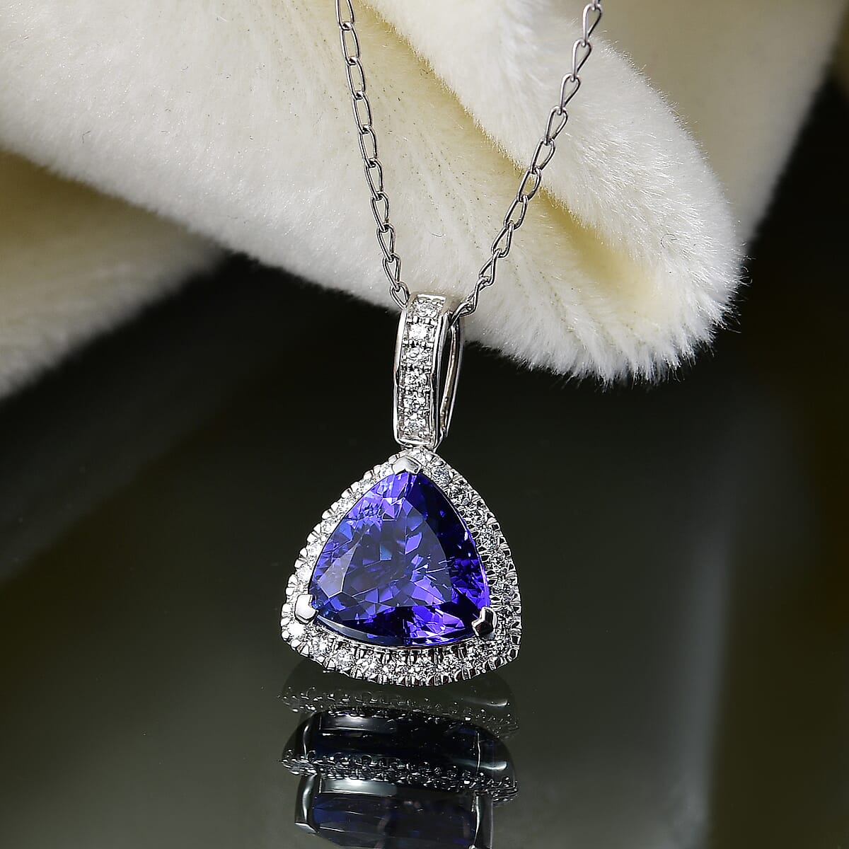 Certified & Appraised Rhapsody AAAA Tanzanite and E-F VS Diamond 4.16 ctw Pendant Necklace in 950 Platinum (20 Inches) (Del. in 10-15 Days) image number 1