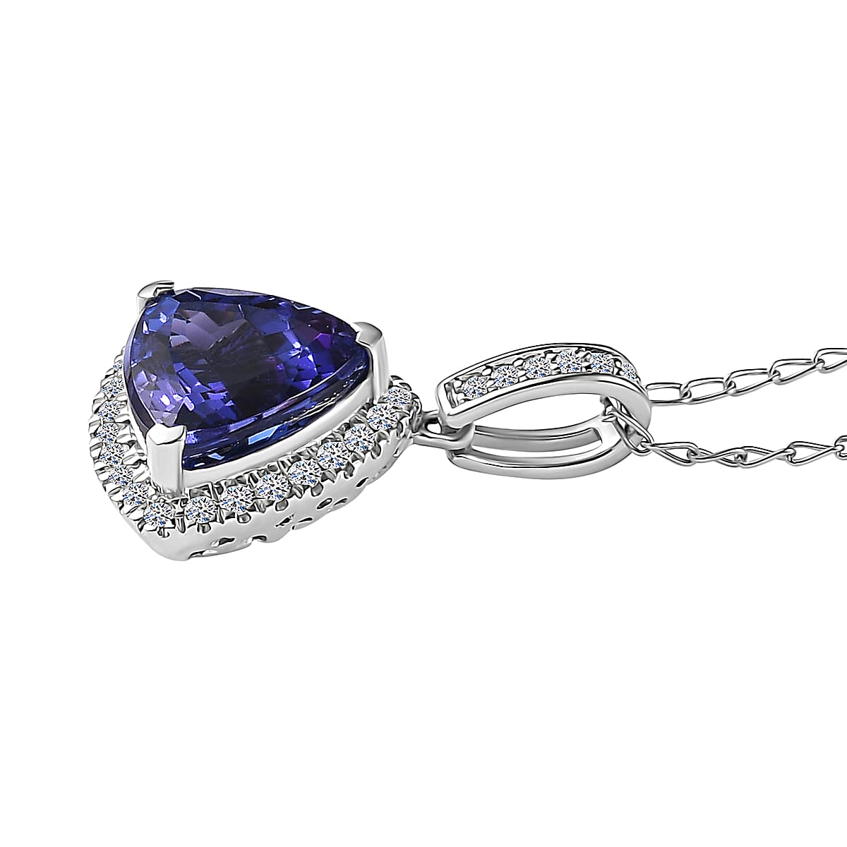 Certified & Appraised Rhapsody AAAA Tanzanite and E-F VS Diamond 4.16 ctw Pendant Necklace in 950 Platinum (20 Inches) (Del. in 10-15 Days) image number 3