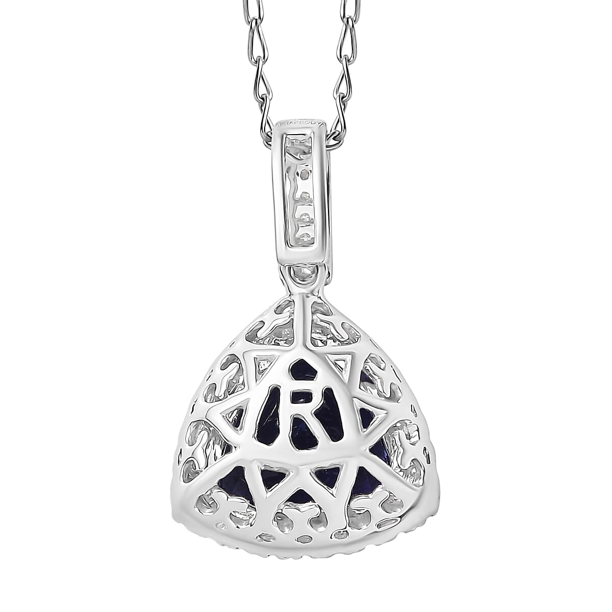 Certified & Appraised Rhapsody AAAA Tanzanite and E-F VS Diamond 4.16 ctw Pendant Necklace in 950 Platinum (20 Inches) (Del. in 10-15 Days) image number 4