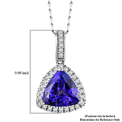 Certified & Appraised Rhapsody AAAA Tanzanite and E-F VS Diamond 4.16 ctw Pendant Necklace in 950 Platinum (20 Inches)