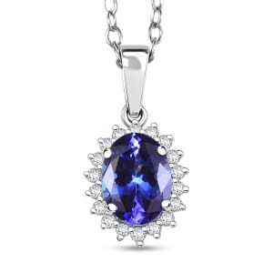 Certified & Appraised Rhapsody AAAA Tanzanite and E-F VS Diamond 1.76 ctw Sunburst Pendant Necklace in 950 Platinum 20 Inches (Del. in 10-15 Days)