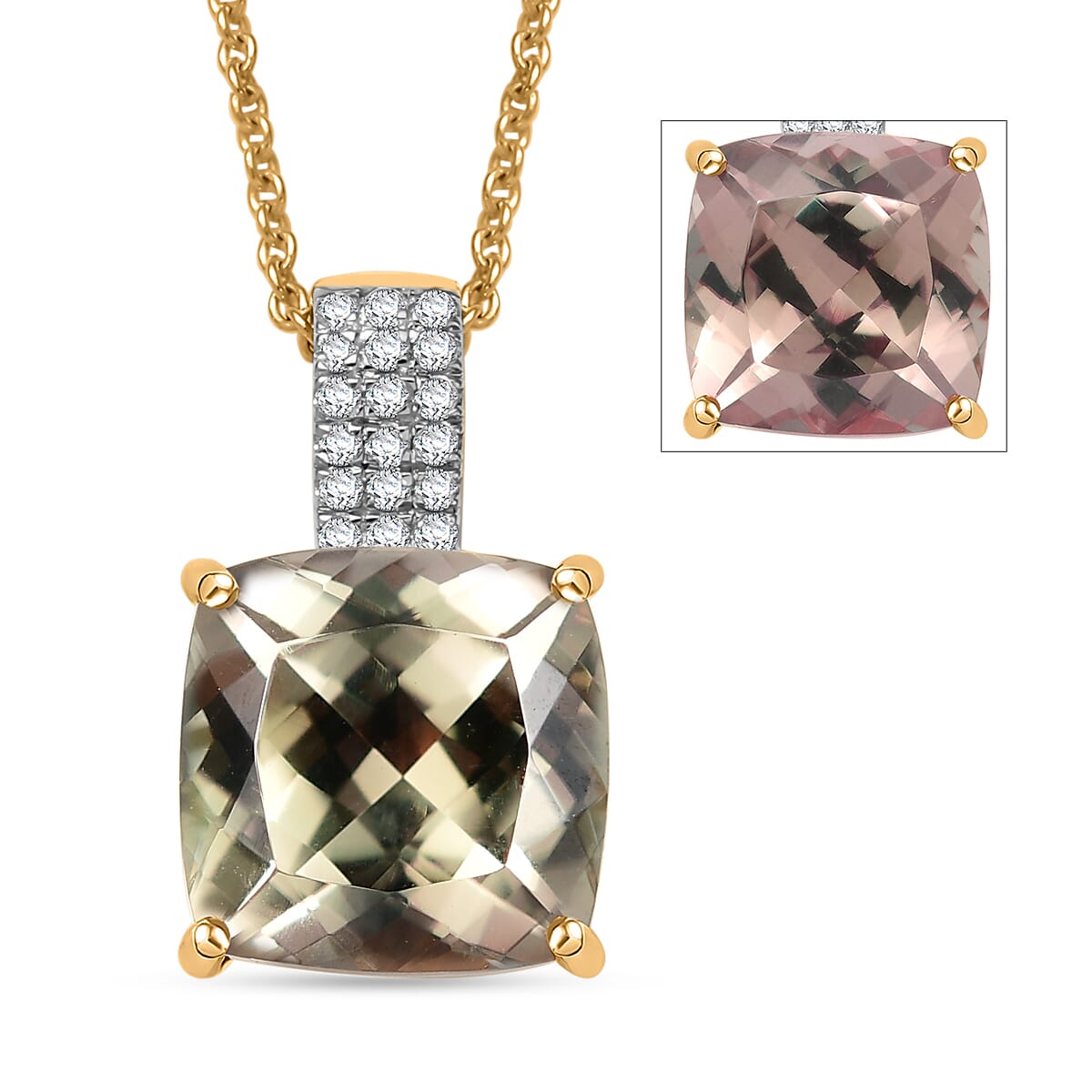 Certified & Appraised Luxoro AAA Turkizite and G-H I2 Diamond 5.85 ctw Pendant Necklace in 14K Yellow Gold 20 Inches (Del. in 10-15 Days) image number 0