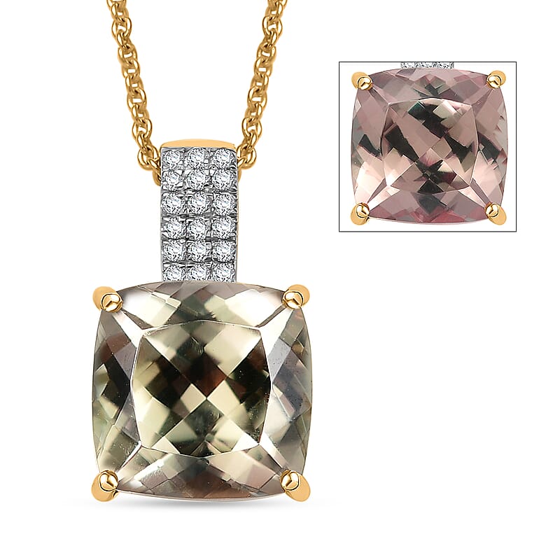 Certified & Appraised Luxoro AAA Turkizite and G-H I2 Diamond 5.85 ctw Pendant Necklace in 14K Yellow Gold 20 Inches