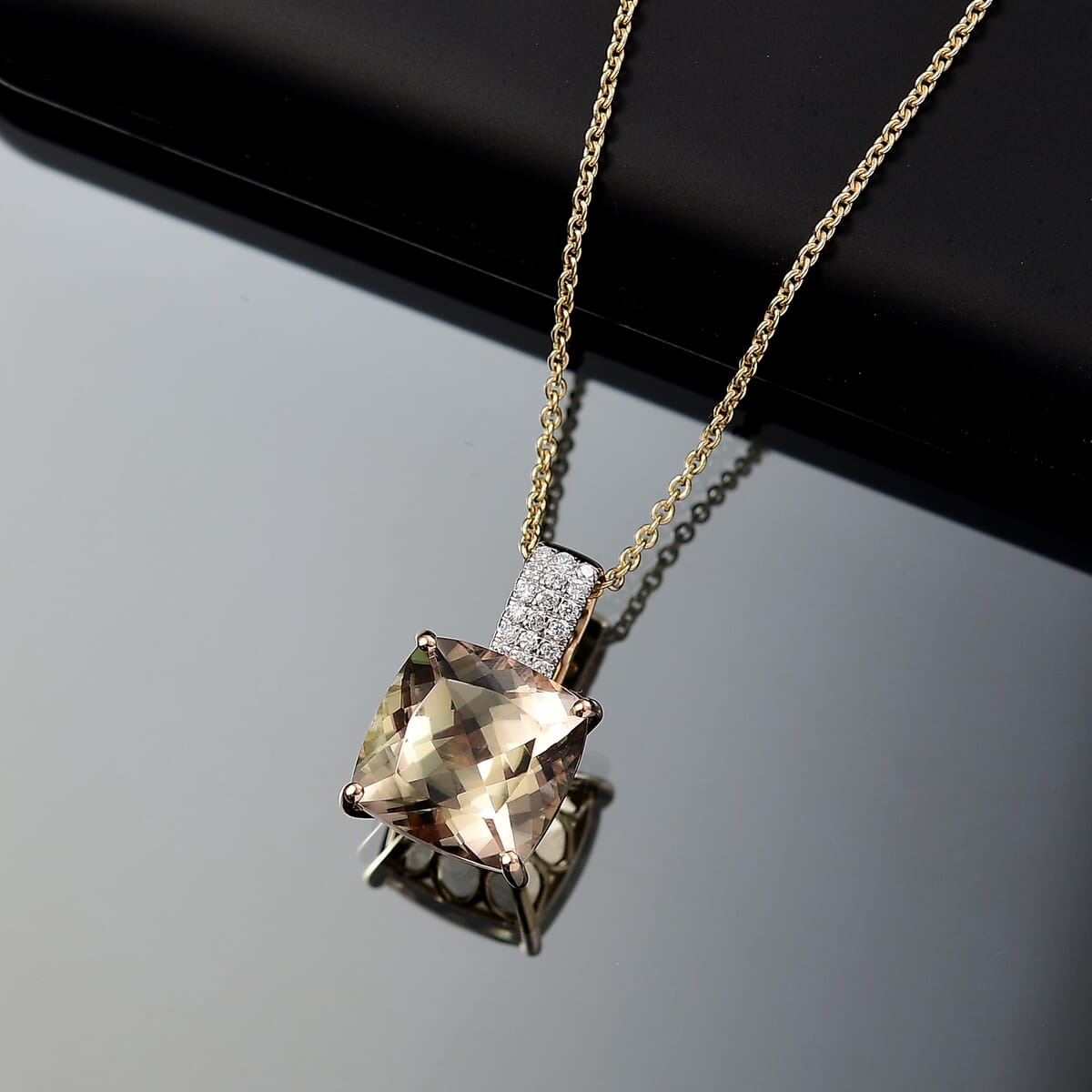 Certified & Appraised Luxoro AAA Turkizite and G-H I2 Diamond 5.85 ctw Pendant Necklace in 14K Yellow Gold 20 Inches (Del. in 10-15 Days) image number 1