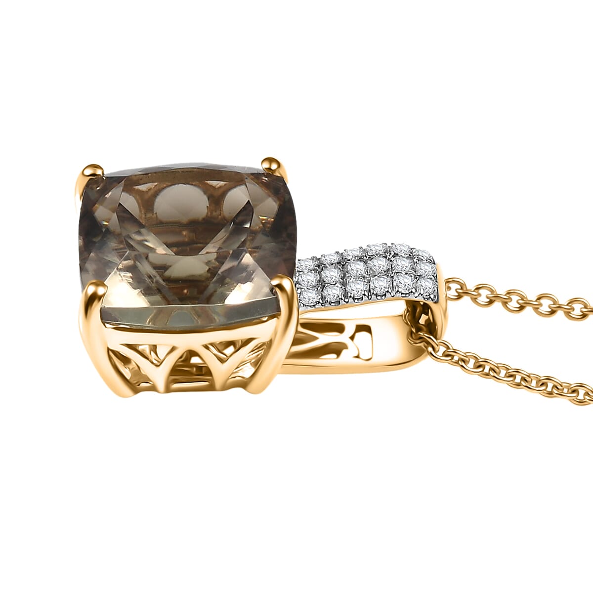 Certified & Appraised Luxoro AAA Turkizite and G-H I2 Diamond 5.85 ctw Pendant Necklace in 14K Yellow Gold 20 Inches (Del. in 10-15 Days) image number 3