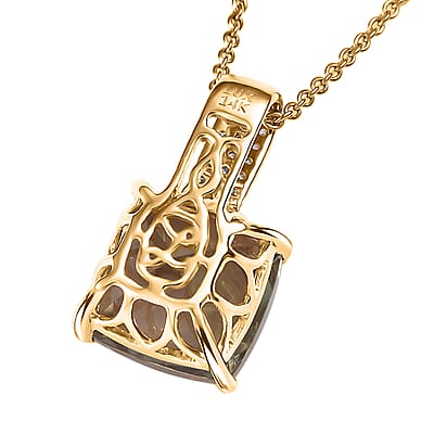 Certified & Appraised Luxoro AAA Turkizite and G-H I2 Diamond 5.85 ctw Pendant Necklace in 14K Yellow Gold 20 Inches