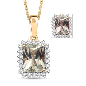 Certified & Appraised Luxoro AAA Turkizite and G-H I2 Diamond 3.15 ctw Pendant Necklace in 14K Yellow Gold 20 Inches (Del. in 10-15 Days)