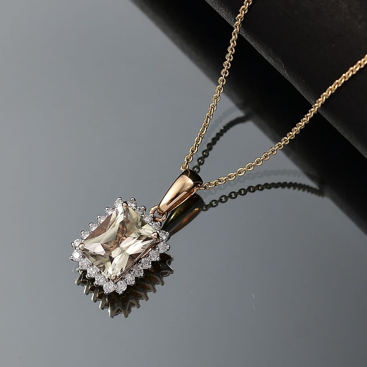 Certified & Appraised Luxoro AAA Turkizite and G-H I2 Diamond 3.15 ctw Pendant Necklace in 14K Yellow Gold 20 Inches (Del. in 10-15 Days) image number 1