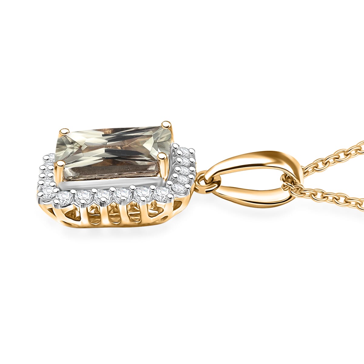 Certified & Appraised Luxoro AAA Turkizite and G-H I2 Diamond 3.15 ctw Pendant Necklace in 14K Yellow Gold 20 Inches (Del. in 10-15 Days) image number 3