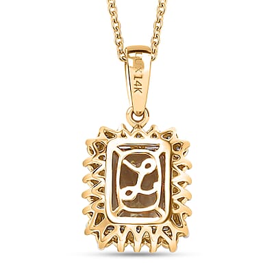 Certified & Appraised Luxoro AAA Turkizite and G-H I2 Diamond 3.15 ctw Pendant Necklace in 14K Yellow Gold 20 Inches