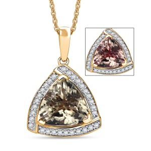 Certified & Appraised Luxoro AAA Turkizite and G-H I2 Diamond 4.21 ctw Pendant Necklace in 14K Yellow Gold 20 Inches (Del. in 10-15 Days)
