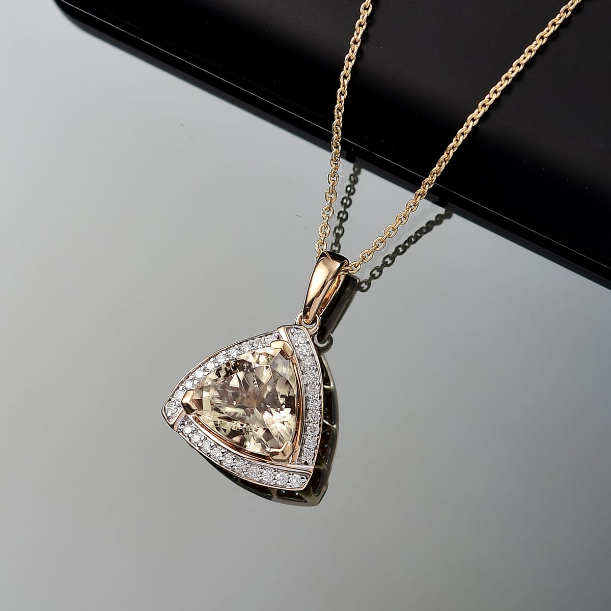 Certified & Appraised Luxoro AAA Turkizite and G-H I2 Diamond 4.21 ctw Pendant Necklace in 14K Yellow Gold 20 Inches (Del. in 10-15 Days) image number 1