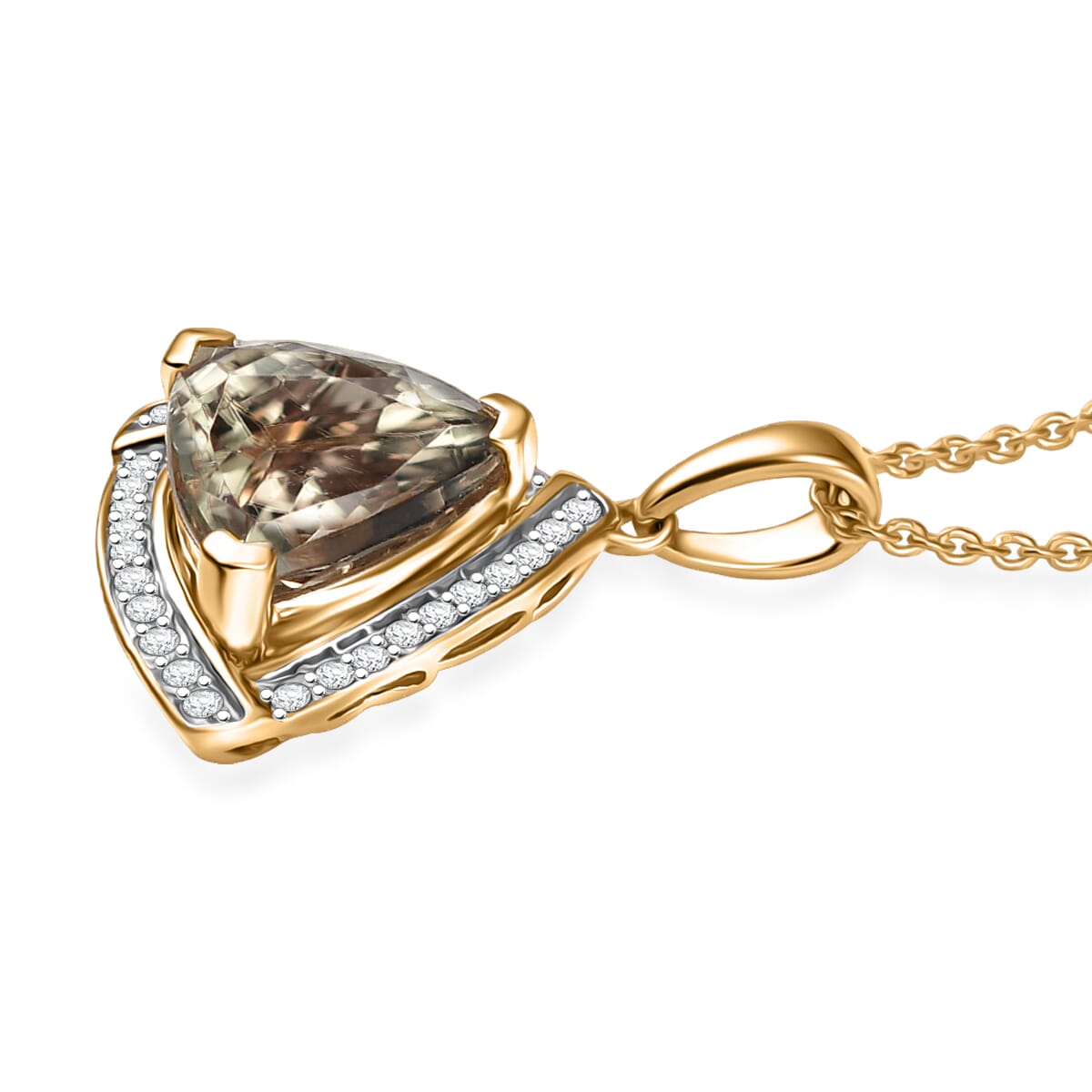 Certified & Appraised Luxoro AAA Turkizite and G-H I2 Diamond 4.21 ctw Pendant Necklace in 14K Yellow Gold 20 Inches (Del. in 10-15 Days) image number 3