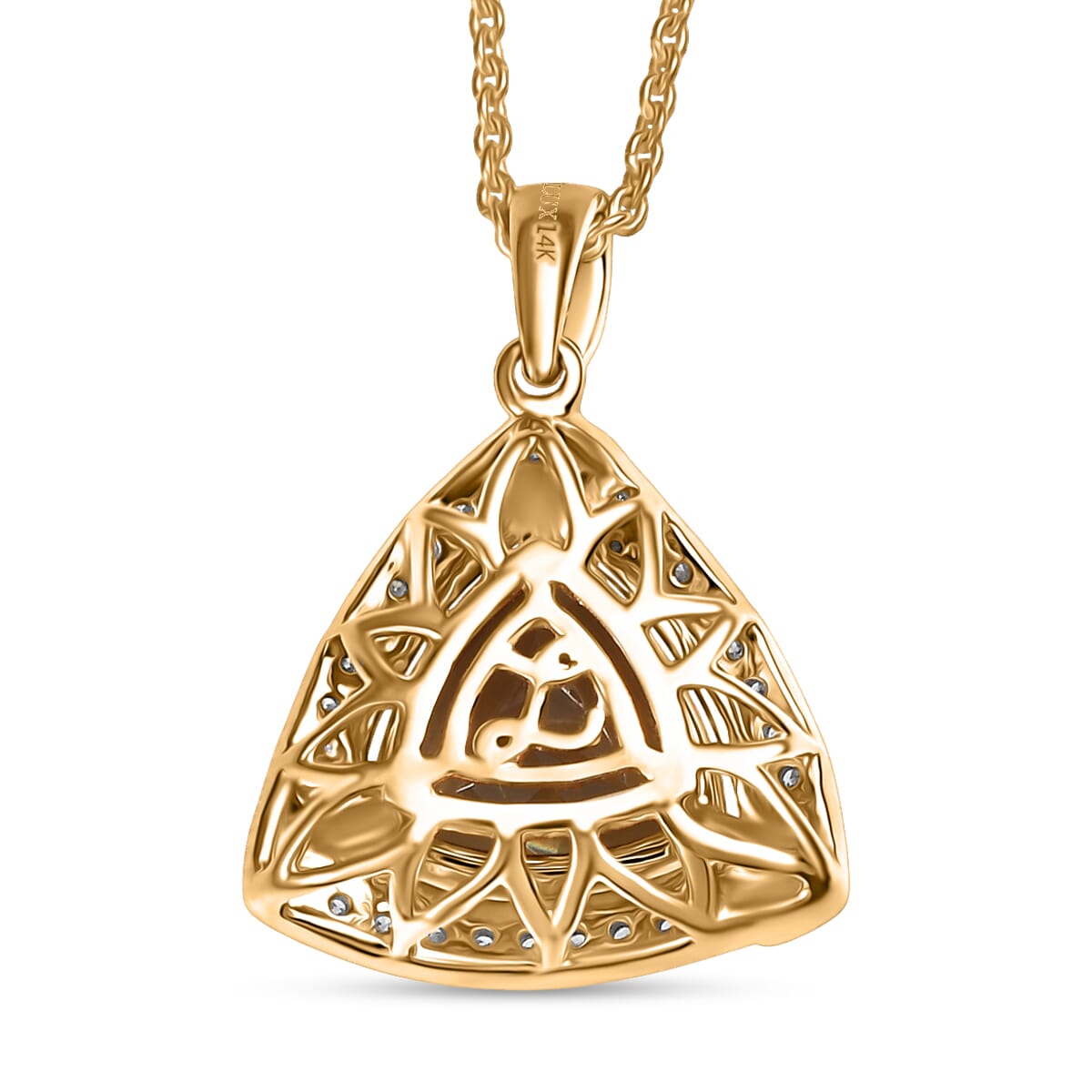 Certified & Appraised Luxoro AAA Turkizite and G-H I2 Diamond 4.21 ctw Pendant Necklace in 14K Yellow Gold 20 Inches (Del. in 10-15 Days) image number 4