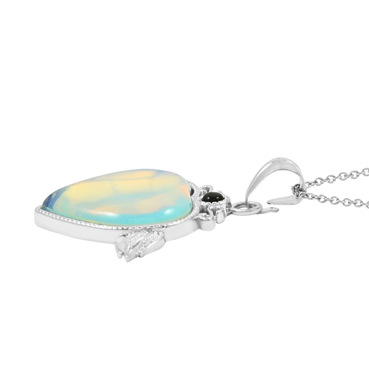 Opalite and Multi Gemstone 29.00 ctw Pendant Necklace in Silvertone 20 Inches image number 3