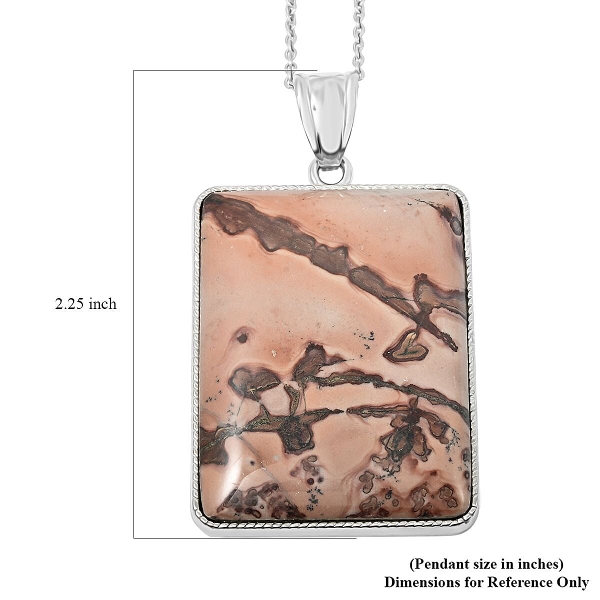 Picture Jasper 84.00 ctw Pendant Necklace in Silvertone 20 Inches