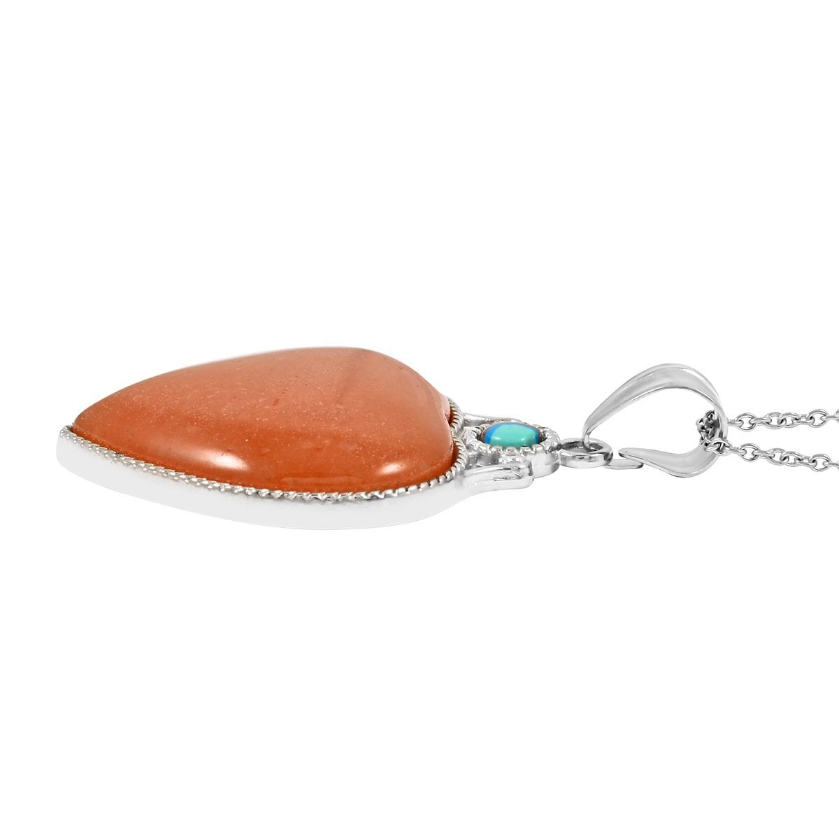 Red Aventurine and Multi Gemstone 35.50 ctw Heart Pendant Necklace in Silvertone 20 Inches image number 3