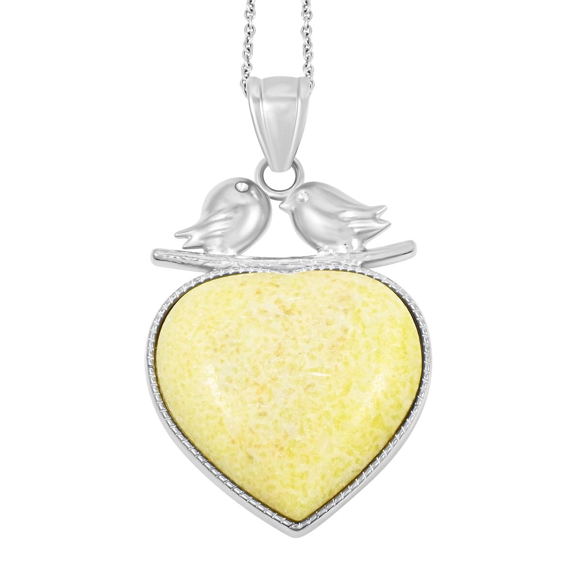 Jasper 43.00 ctw Heart Pendant Necklace in Silvertone 20 Inches image number 0