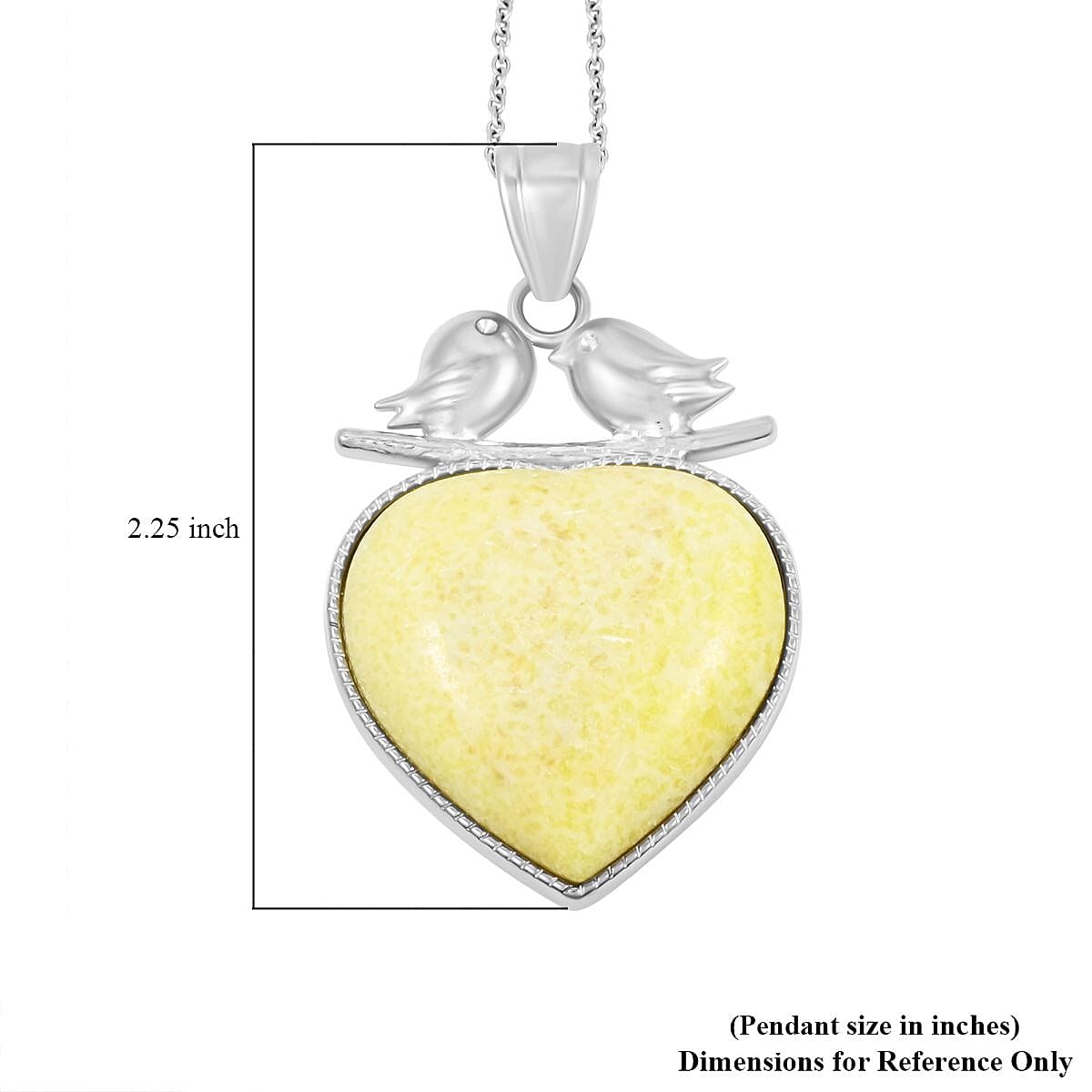 Jasper 43.00 ctw Heart Pendant Necklace in Silvertone 20 Inches