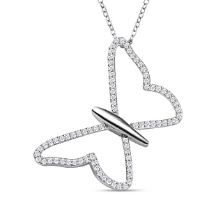 Moissanite Pendant 0.70 ctw Necklace in Rhodium Over Sterling Silver 20 Inches
