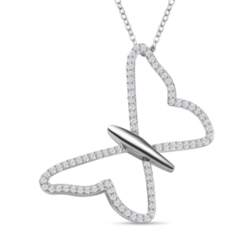 Moissanite Pendant 0.70 ctw Necklace in Rhodium Over Sterling Silver 20 Inches